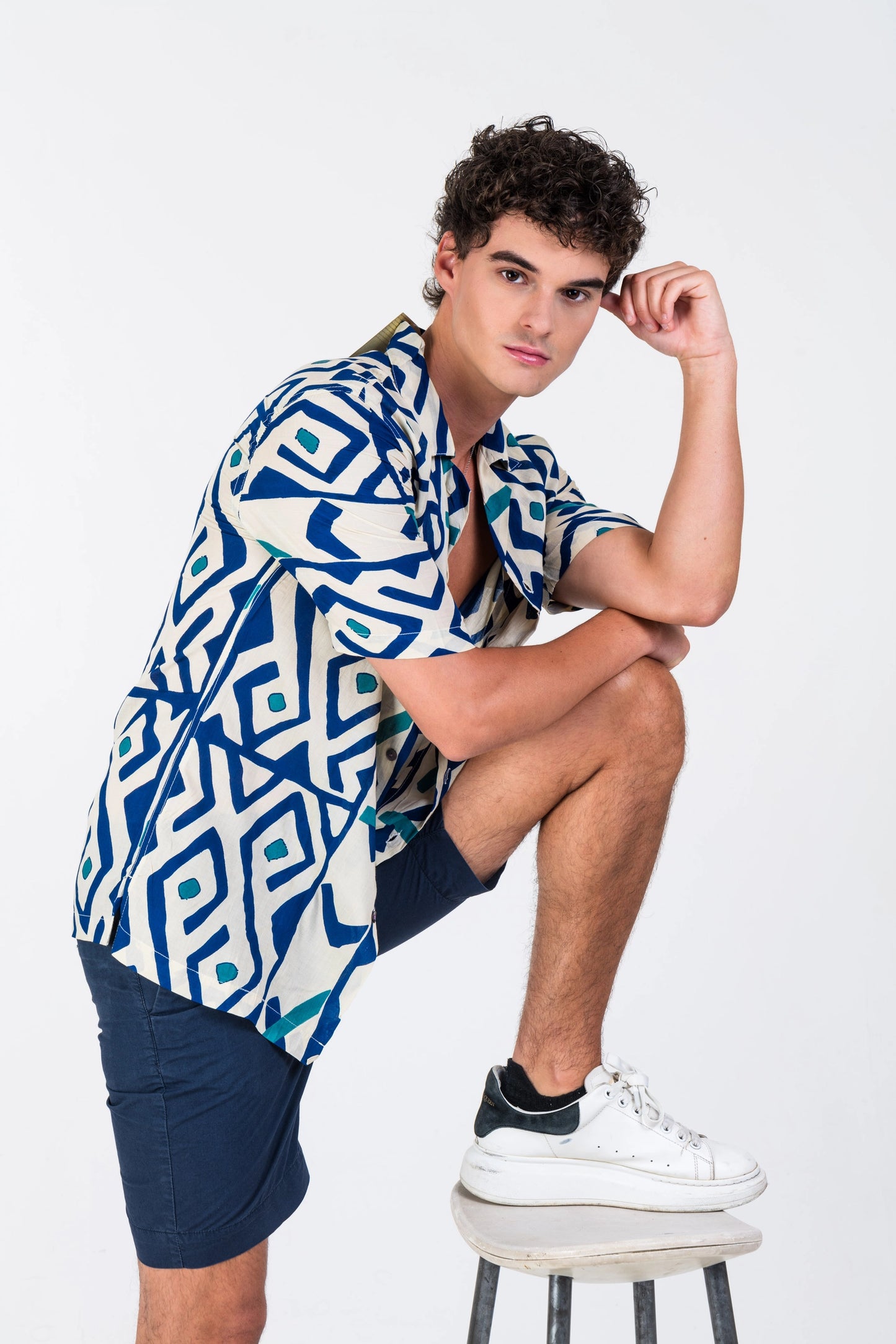 BOHO ALGARROBO – Men's Short-Sleeve Rayon Shirt (Boho Print, S–3XL)