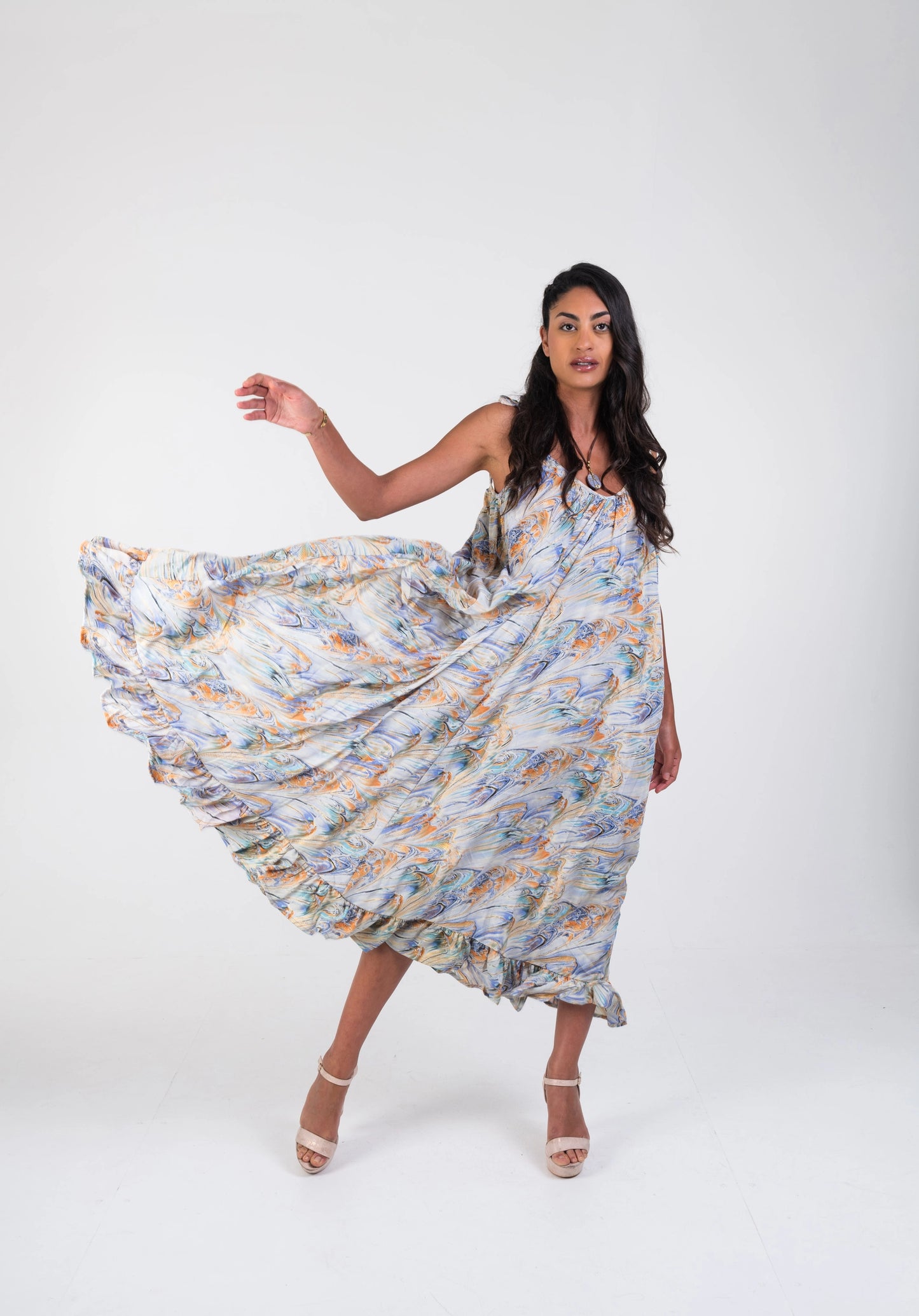 BOHO CREPÚSCULO – Women's Long Boho Dress (Silk-Feel Polyester, Lightweight)