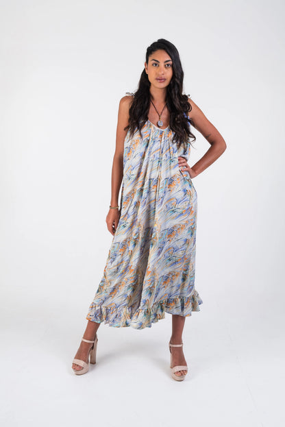 BOHO CREPÚSCULO – Women's Long Boho Dress (Silk-Feel Polyester, Lightweight)